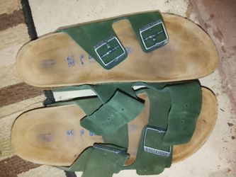 Birkenstock Arizona Green Suede Sandals