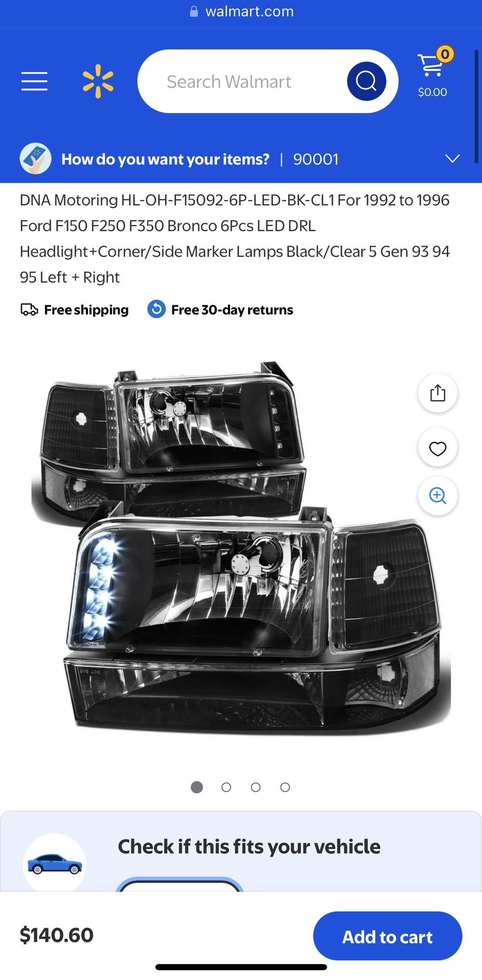 Ford F150/F250/F350/Bronco LED Headlight Year 92-96