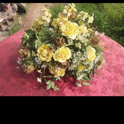 DECRATIVE ARTIFICIAL FLOWERS IN GLASS BASE $60 FINAL PRICE