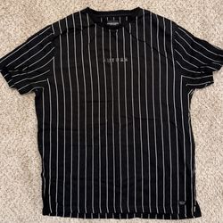 Denim & Flower “FUTURE” Pinstripe Black T-Shirt