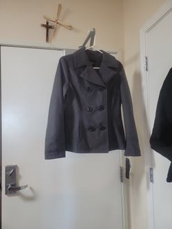 Grey Double Breasted Blazer With Button Details