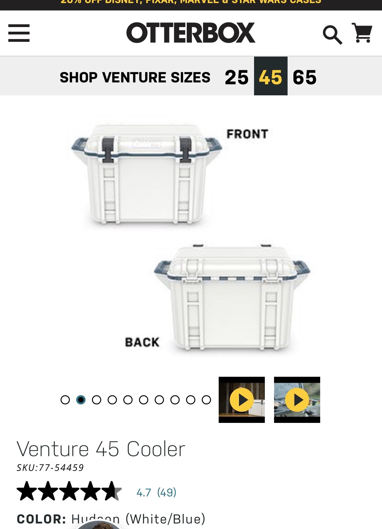 Otterbox venture 45 cooler with many attachments pictured
