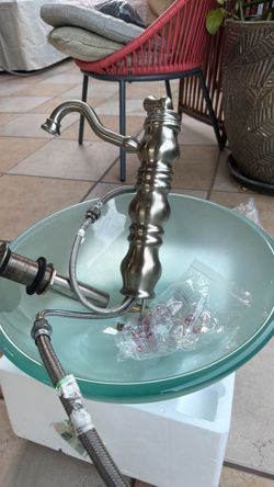 Glass bowl sink with faucet