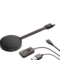 Wireless HDTV Stick Casting YouTube Content From Android/ iPhone To TV Open Box. BOX DAMAGED. The image shows a wireless HDTV stick, similar to a Goog