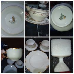 Antique Glass Bottles Dishes And Other Various Items