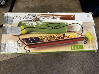Stoneware Serving Platters With Rack
