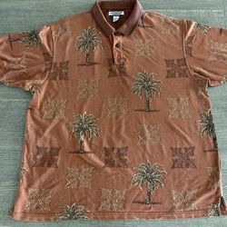 Boca Classics Men’s Polo Shirt Size 2X Big Man Tropical Print Color Rust