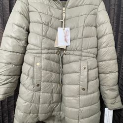 Jessica Simpson Reversible/Water Resistant Women’s Puffer Jacket (Color-Sage / Size-Large)