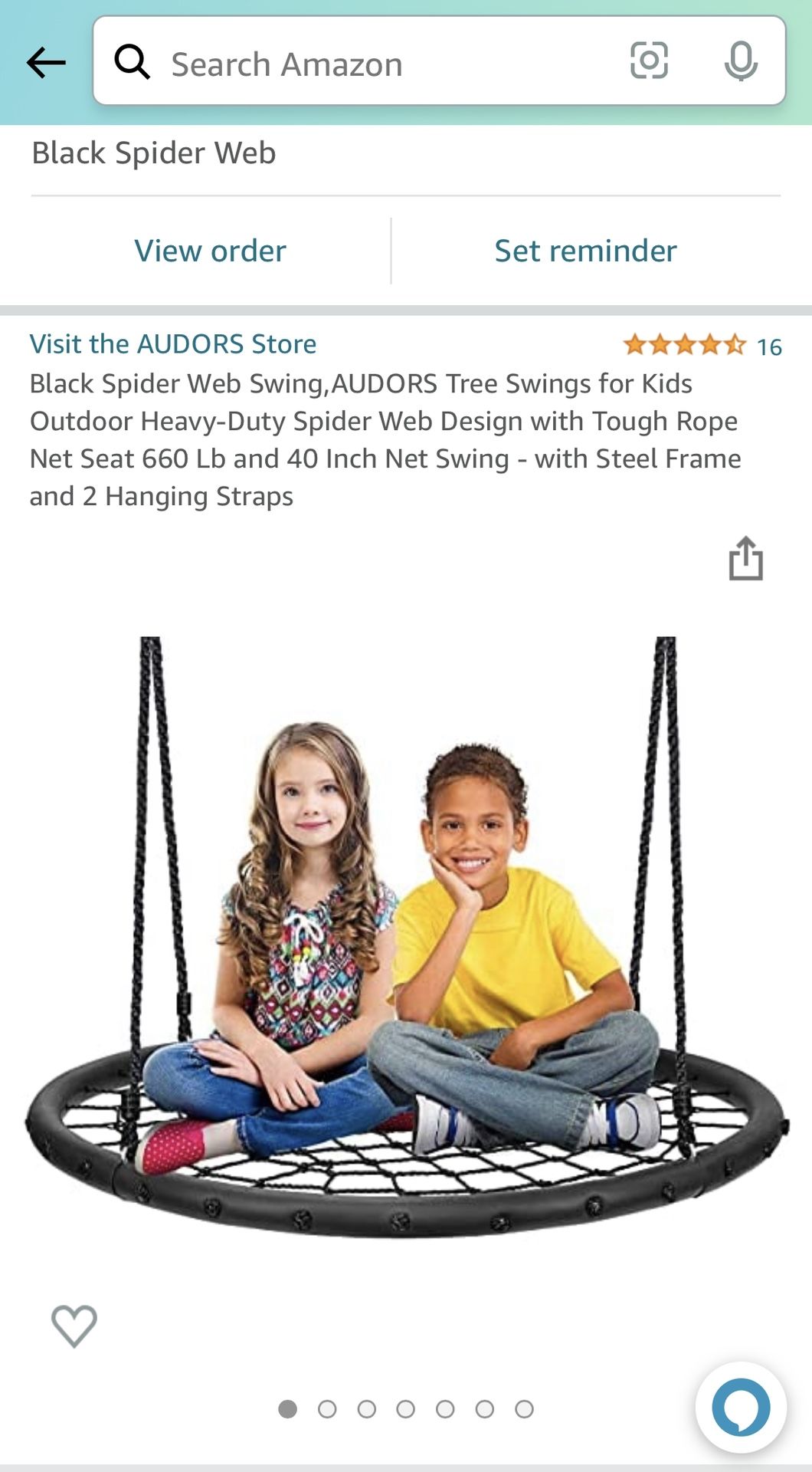 Black Spider Web Swing,AUDORS Tree Swings for Kids Outdoor