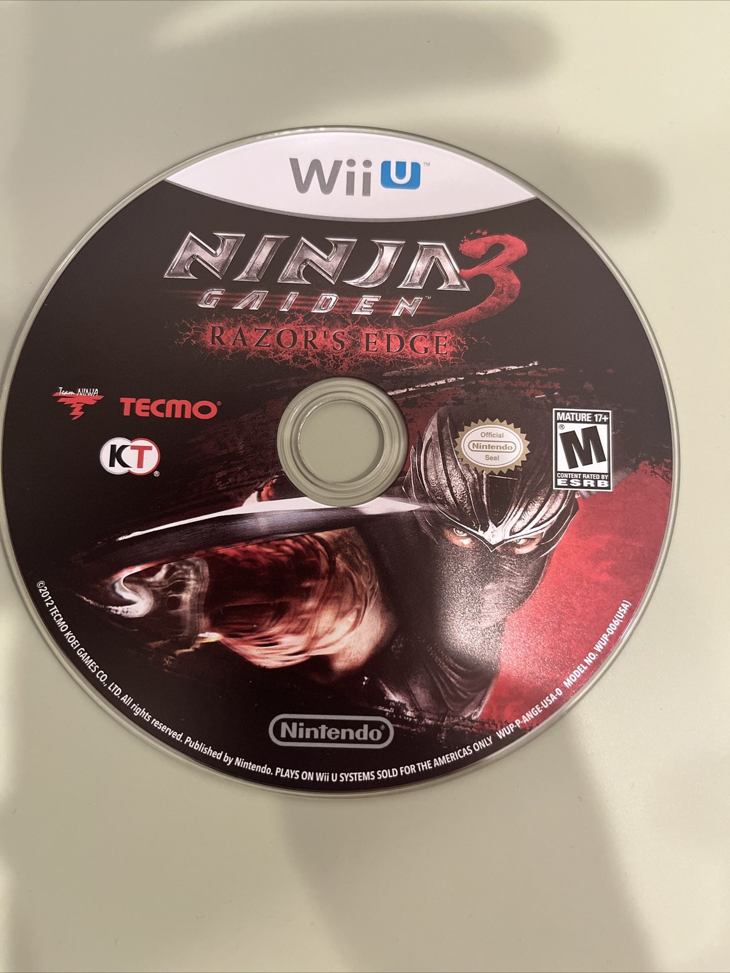 Ninja Gaiden 3: Razor's Edge (Nintendo Wii U, 2012) Disc Only
