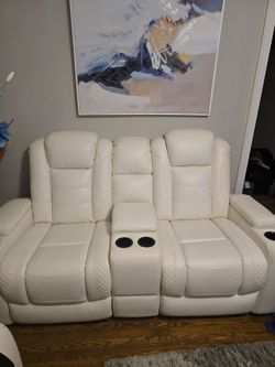 White Leather Loveseat