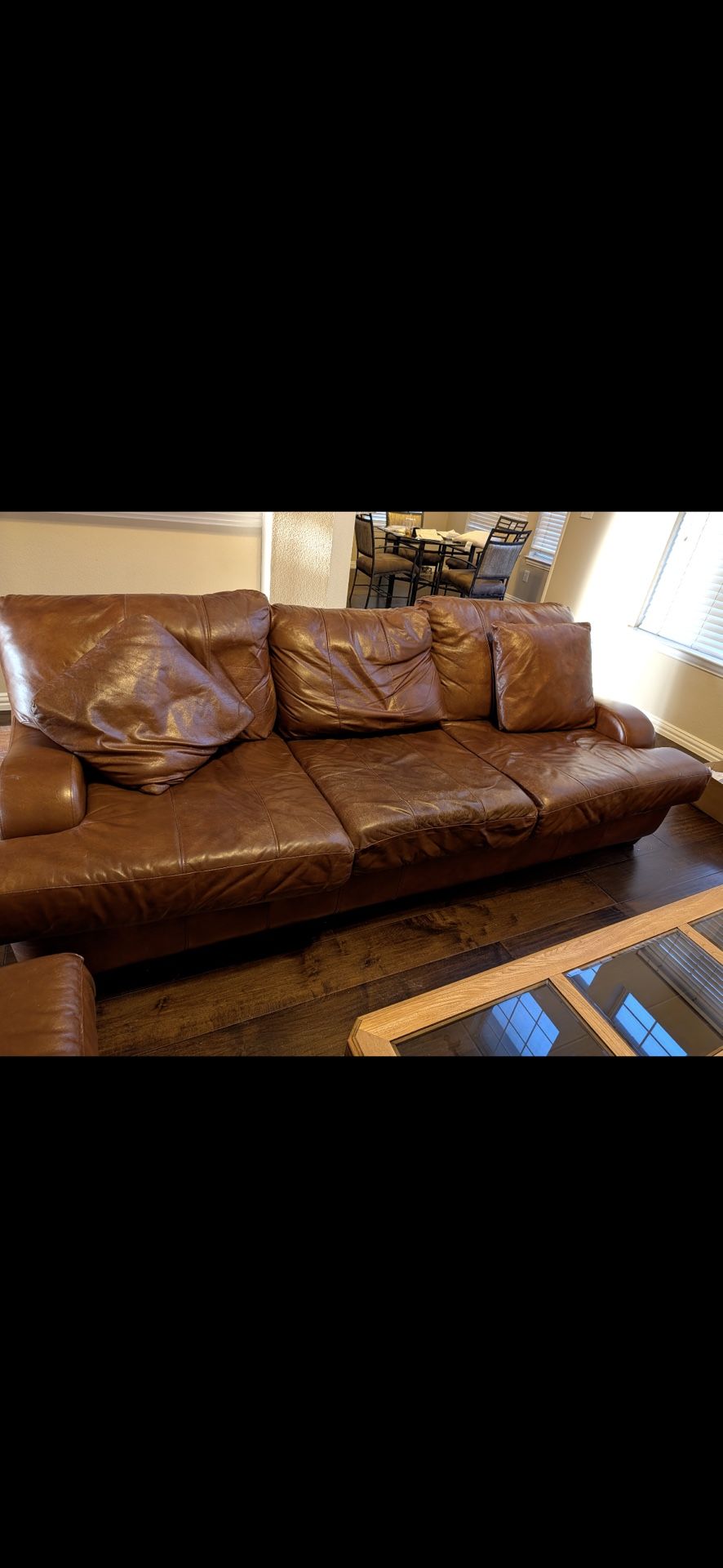 Brown Leather Living Room Set  