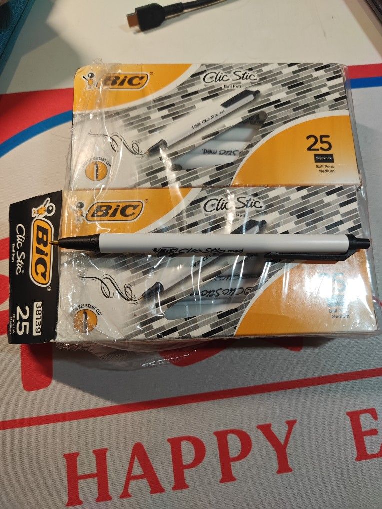 50pcs Brand New Ball Pens - BIC 0.5mm Black Ink