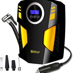 Tire Inflator Portable Air Compressor, DC 12V Air Compressor, 150 PSI Auto Shut Off with Emergency LED Flasher, for Cars, Motorcycles, Bikes, Motorboa