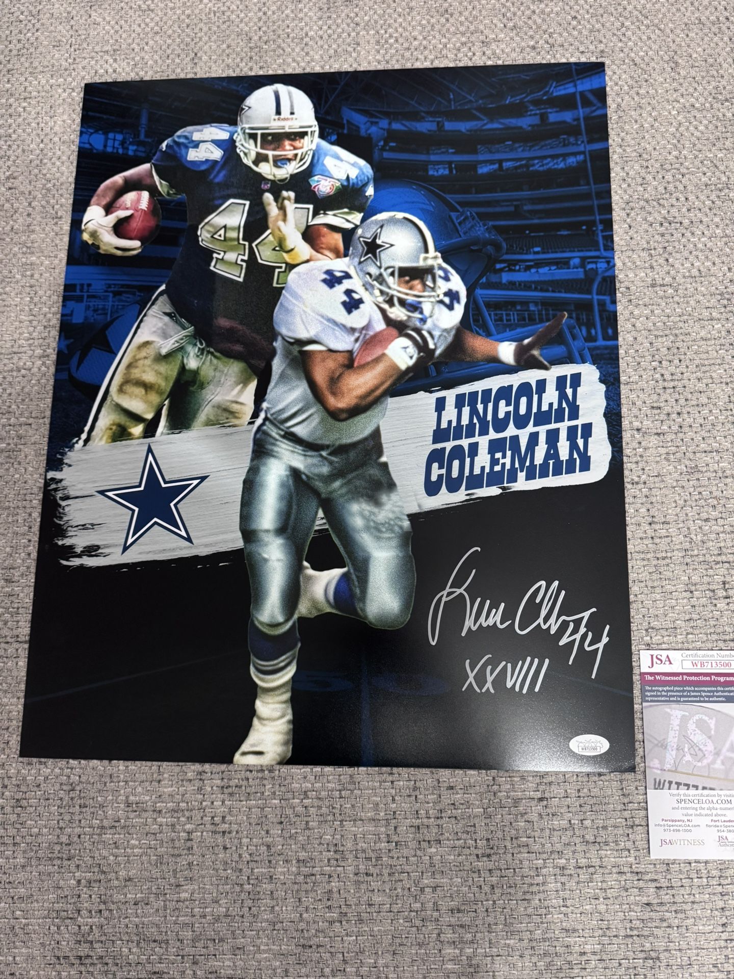 Lincoln Coleman Signed Autograph 16x20 Photo With JSA Coa - Dallas Cowboys