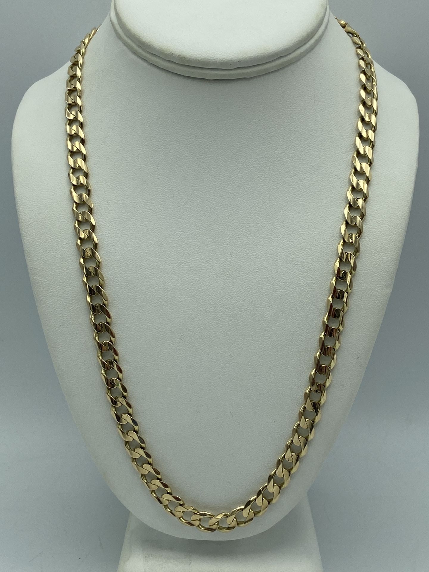 14kt Yellow Gold Solid Curb Link Chain 22”