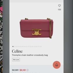 CELINE  Triomphe Chain Leather Crossbody Bag