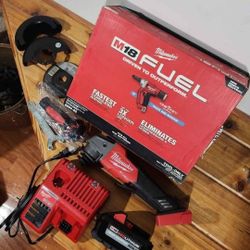 Milwaukee M18 'Fuel' Rivet Tool, 4 1/2" angle grinder, Battery, Charger