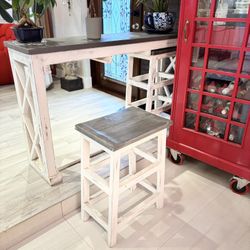 2 Stools Dining Set Table