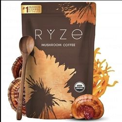 RYZE Organic Mushroom Coffee - Lion's Mane Cordyceps Reishi Turkey Tail Blend for Enhanced Energy & Vitality - Instant Coffee for Quick Energy Boost -