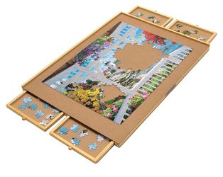 Bits and Pieces Puzzle Board with Drawers – 1500 Piece Jigsaw Puzzle Table Organizer – Premium Wooden Puzzle Board for Adults, 26"x35" Smooth Non-Slip