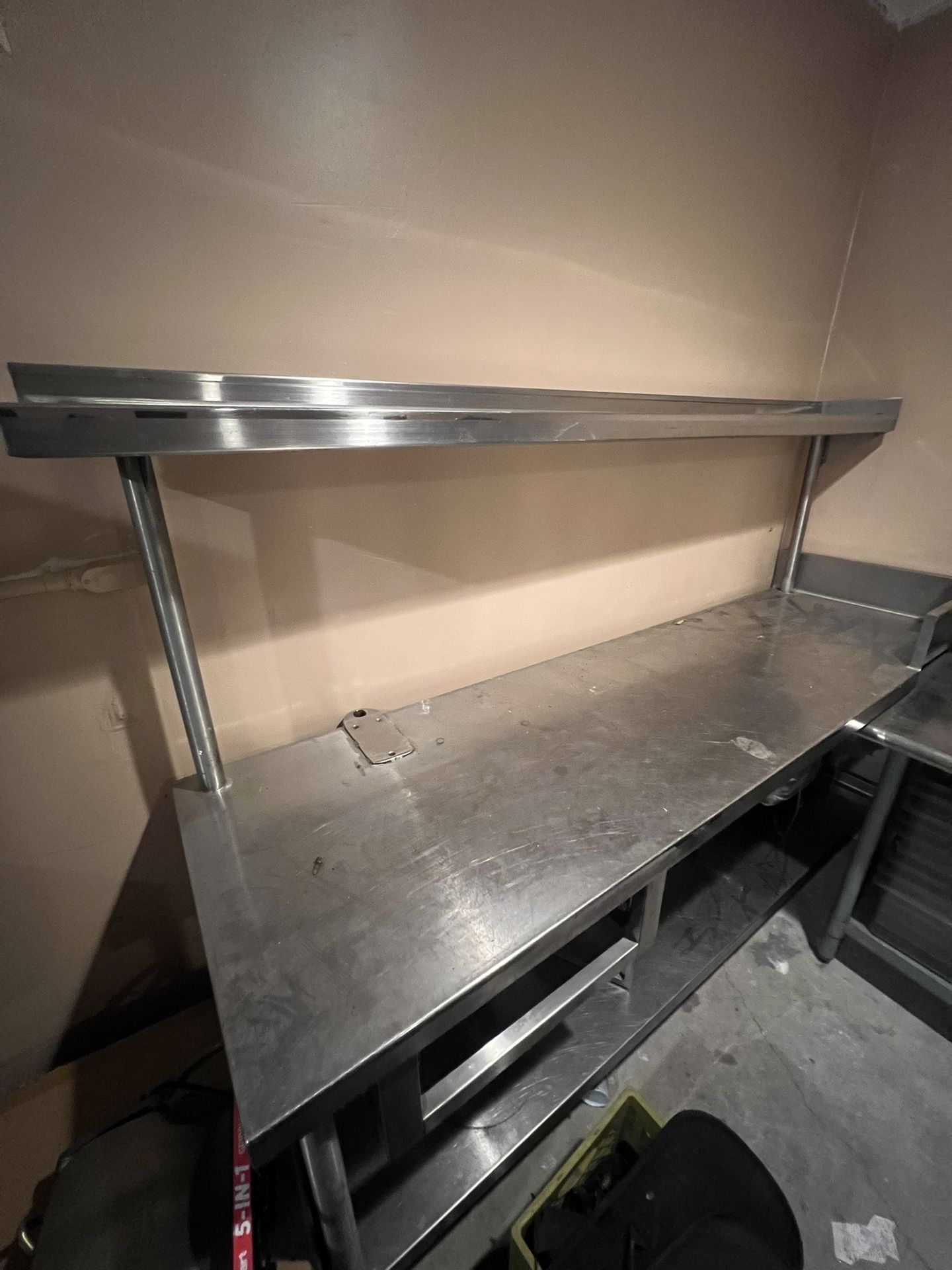 24” x 84” x 63” Stainless Steel Prep Table w/ Over shelf 