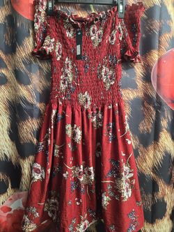 Burgundy Floral Off The Shoulder Dress