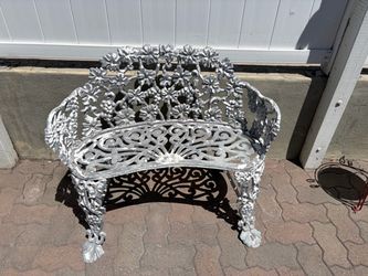 Vintage cast aluminum garden bench