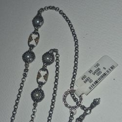 Judith Ripka sterling silver and 18K yellow gold station link necklace with cultured pearls 