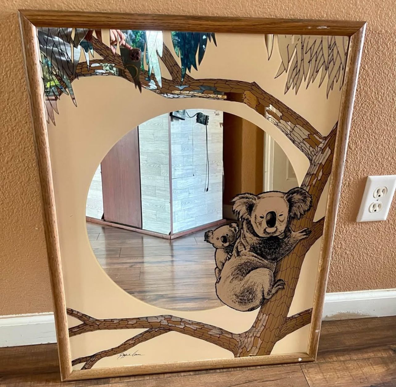 RARE Vintage Julie Anne Koala Bear Mirror LARGE 23”x 29” Beautiful Piece