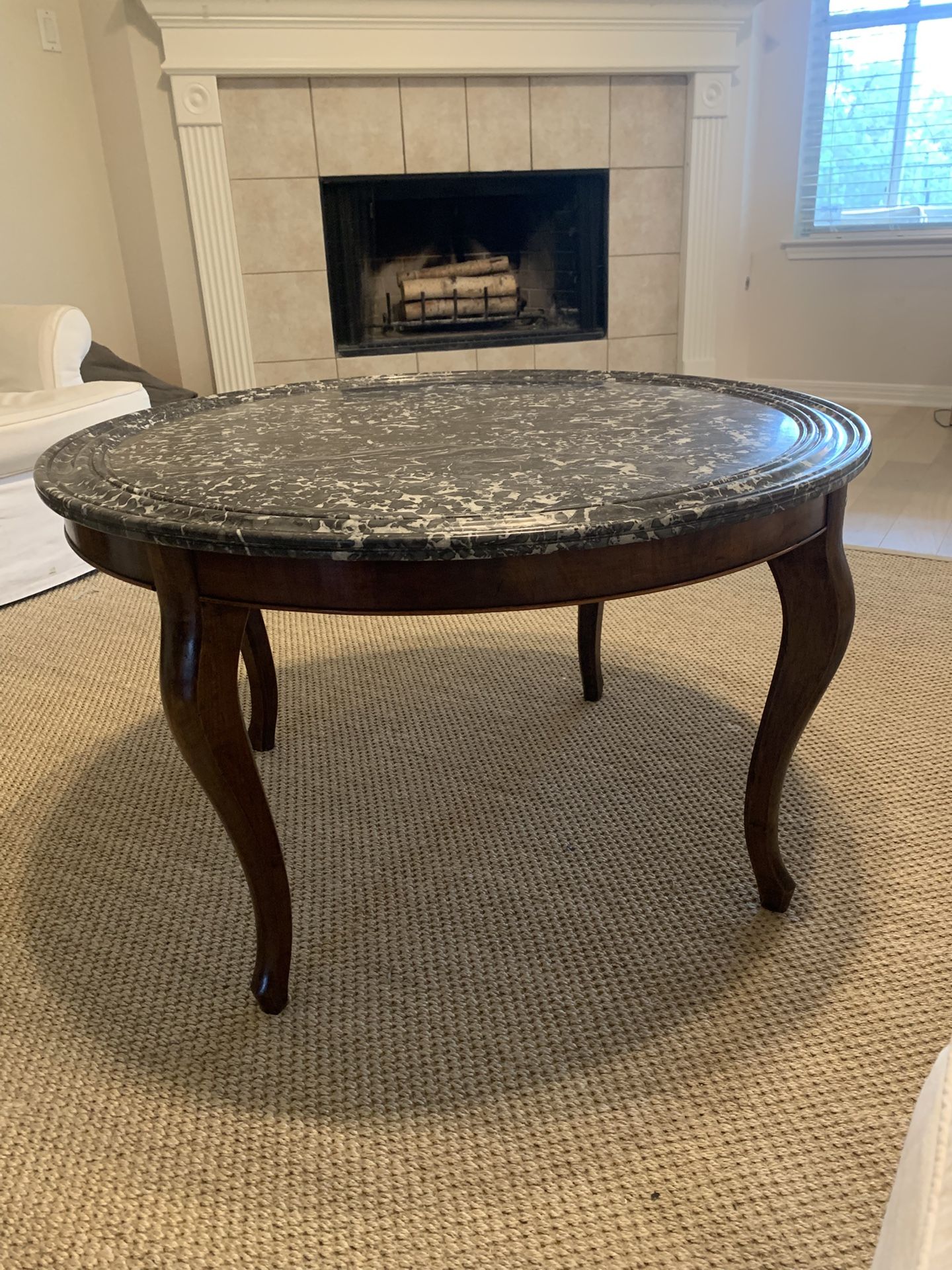 Wood Table with Marble Top