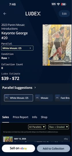 Sports trading card for sale