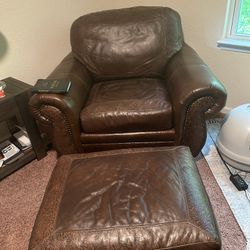 Leather Chair / Ottoman 