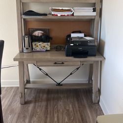 Desk/Hutch With Cork Board And Outlets 