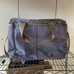 New Diaper Bag Jessica Simpson Blue Stripes With Changing Pad New Open Box
