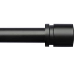 Curtain Rods for Windows 16 to 144 Inches Adjustable Length 1 Inch Diameter Window Curtain Rod with Aluminium Finials, Black
