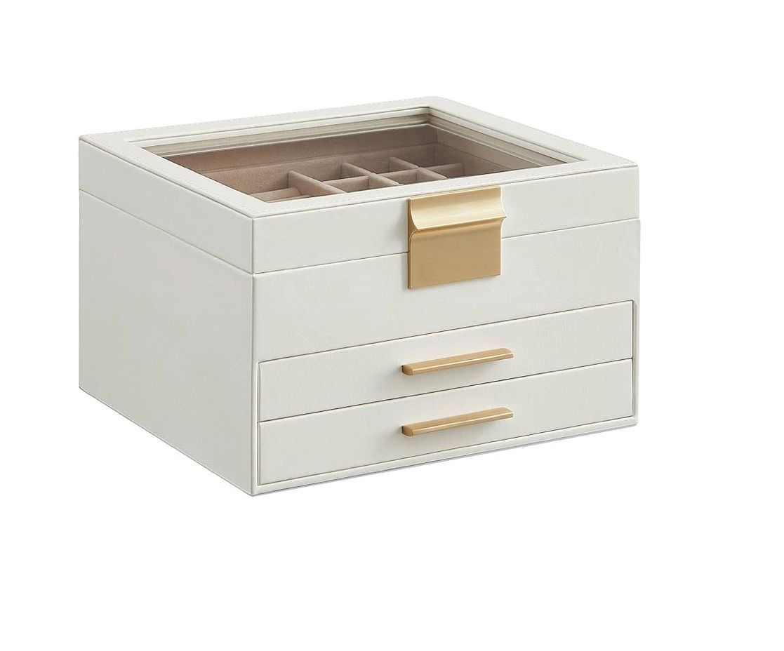 Jewelry box organizer with glass