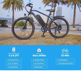 Electric Bike 26" Fat Tire Electric Bike for Adult, 25mph Peak 750W 48V 10.4Ah Removable Lithium-Ion Battery Electric Mountain Bike, 3H Fast Charge, L
