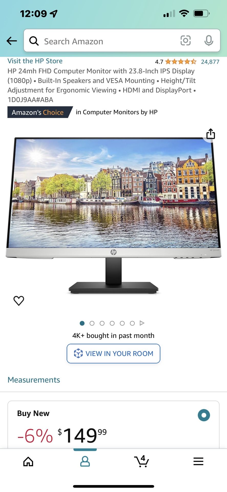 HP 23.8” Computer Monitor