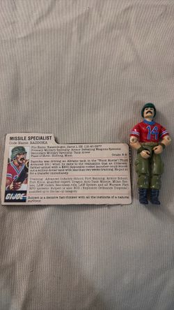 Vintage 1985 G.I. Joe Bazooka V1 Figure w/ Original File Card