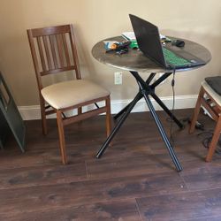 Round Table And 2 Chairs - Foldable