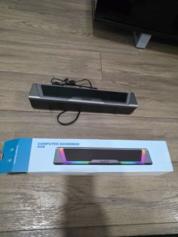 Bluedee Computer Speakers for Desktop PC, 3.5mm Aux PC Speakers for Desktop with Dynamic RGB Light, Wired USB Plug & Play Computer Sound Bar, Inline-C