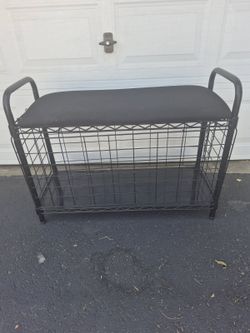 Metal storage bench