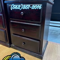 Cherry Nightstand Three Drawer Mini Chest Mueble 