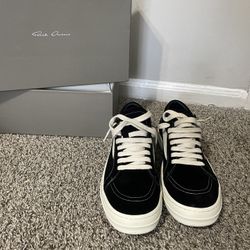 Rick Owens EDFU Suede Leather Vintage Low 'Black Milk' Put On Once Size (45)