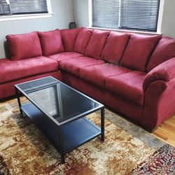 Darcy Red Color 2 Piece L Shaped Sectional Couch With Chaise 🔥 Brand New 🚀 Salsa Tone Furniture 