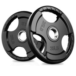 25lbs Olympic Rubber Grip Plates for Barbell, 2-Inch Weight Plates for Weightlifting and Strength Training