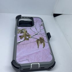 For IPhone 13 Pro Pink Camo Camouflage Case With Belt Clíp Holster 