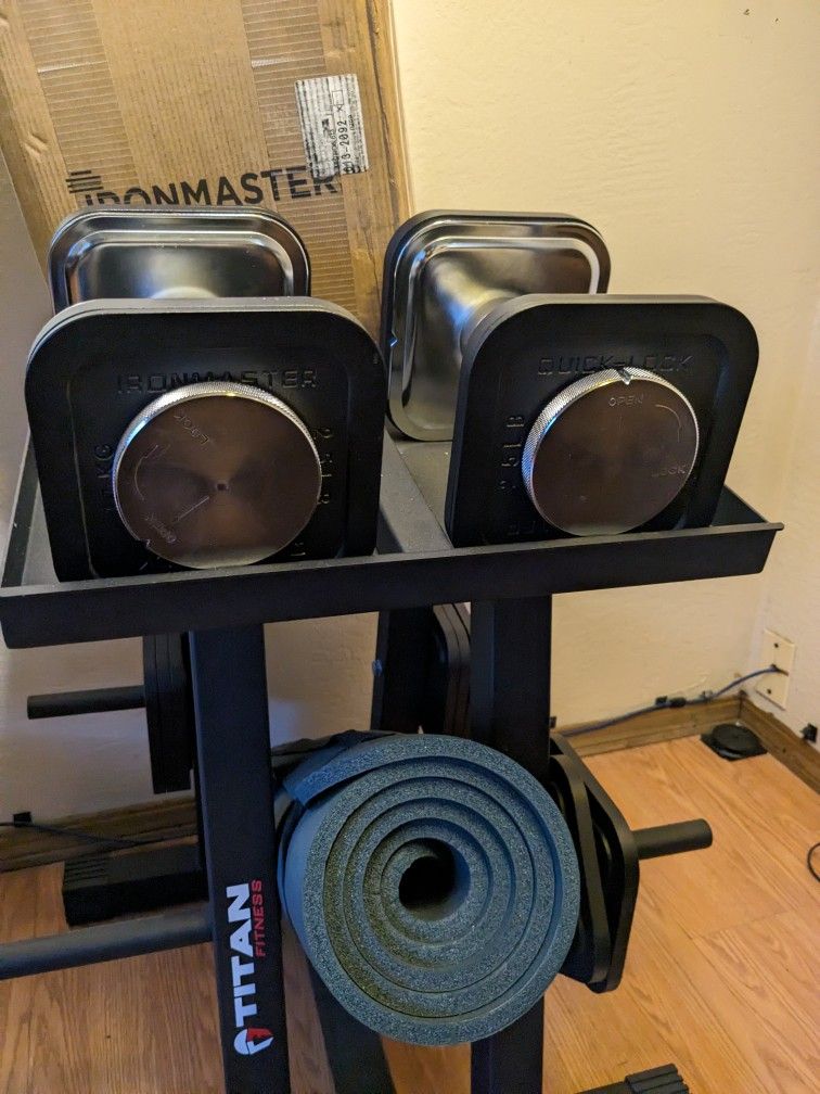 Ironmaster Adjustable Dumbbells And Kettlebell, Titan Dumbbell Stand