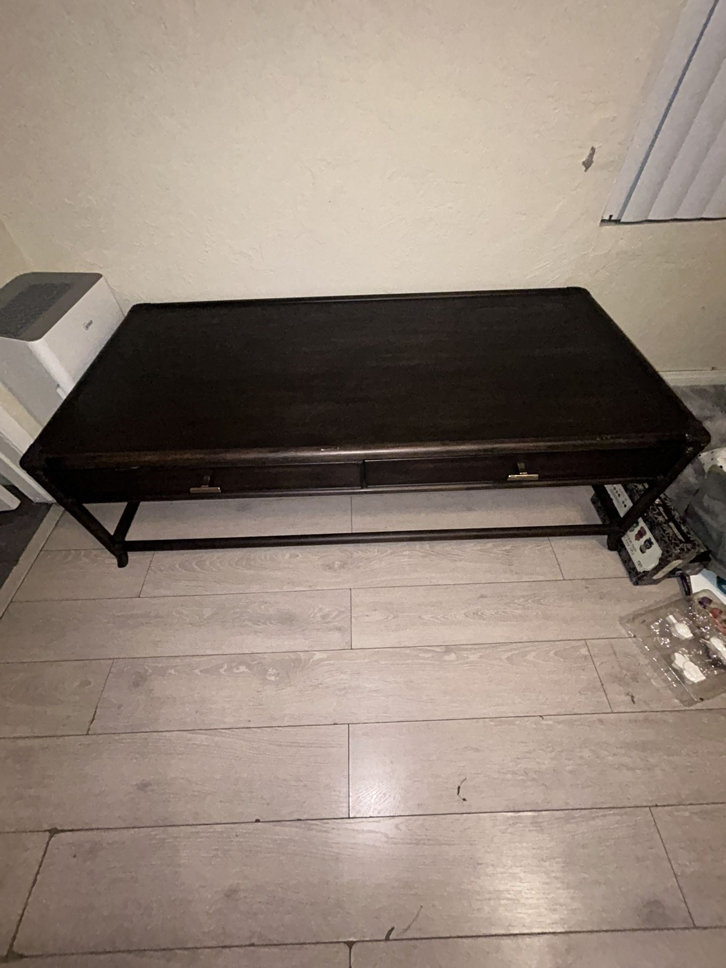 Retreat Pole Rattan Cocktail Table - Stylish Black Sand Finish with Rope Accents & Storage Drawers